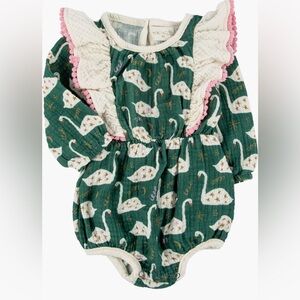 Miki Miette Ingrid Print Ruffle Accent Cotton Bubble Romper Size 6 months